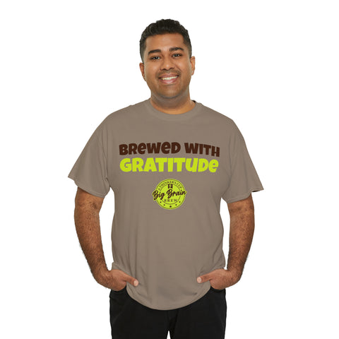 Brewed with Gratitude T-Shirt Designed by Big Brain Brew