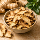 Illustrative image of organic ginger root ingredient, not the actual packaged 1 oz bag