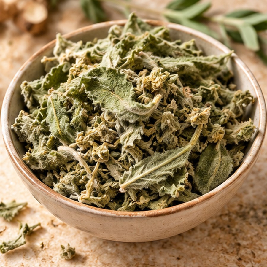Illustrative image of organic mullein leaf ingredient, not the actual packaged 1 oz bag