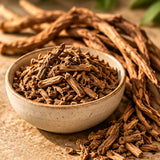 Illustrative image of organic sarsaparilla root ingredient, not the actual packaged 1 oz bag