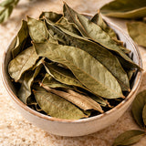 Illustrative image of organic soursop leaf ingredient, not the actual packaged 1 oz bag