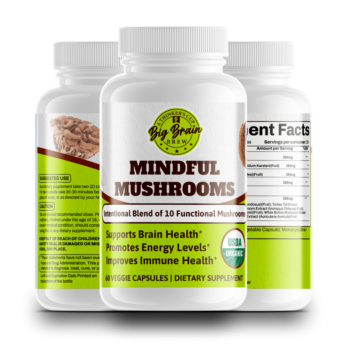 Mindful Mushrooms (Blend of 8+ Functional Mushrooms) - Big Brain Brew