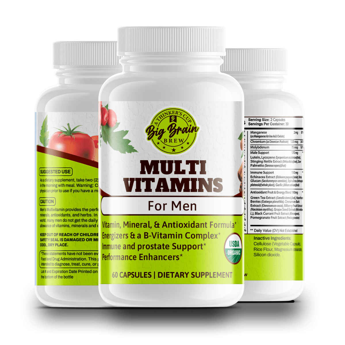 Multi - vitamins for Men (Nature's Vitality) - Big Brain Brew
