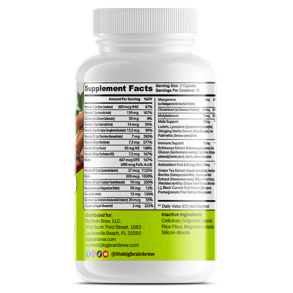 Multi - vitamins for Men (Nature's Vitality) - Big Brain Brew