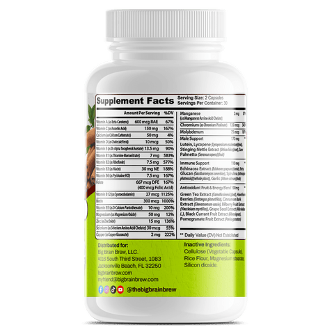 Multi - vitamins for Men (Nature's Vitality) - Big Brain Brew