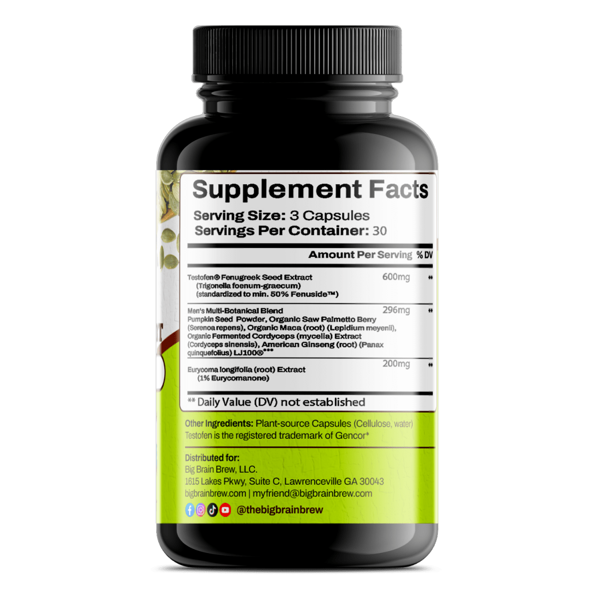 Plant - based Testosterone Support (With Testofen) - Big Brain Brew