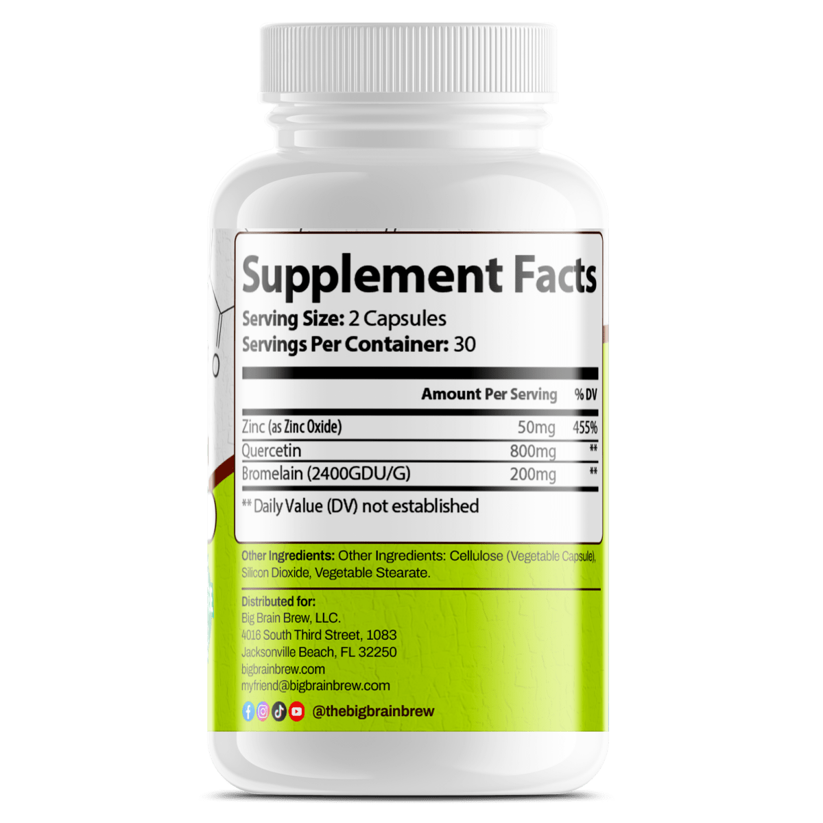 Quercetin+ (with Zinc & Bromelain) - Big Brain Brew
