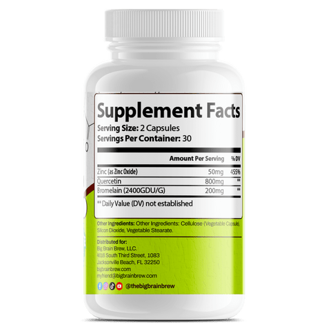 Quercetin+ (with Zinc & Bromelain) - Big Brain Brew